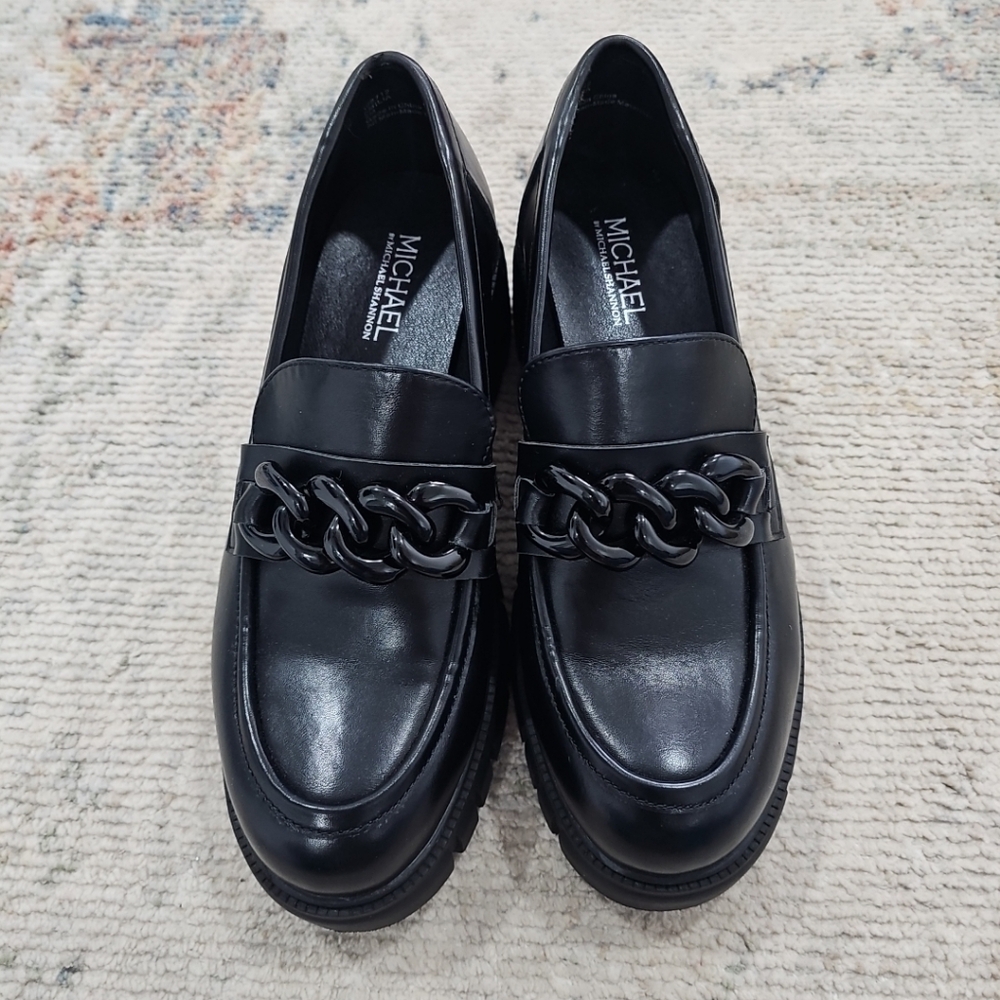 Michael Shannon‎ Black Emilia Lofers Black Shoes Chunky Chain Women’s Size 9 M